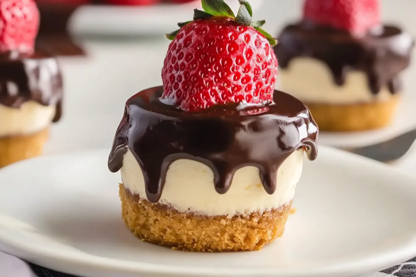 Mini-Käseküchlein mit schokolierten Erdbeeren
