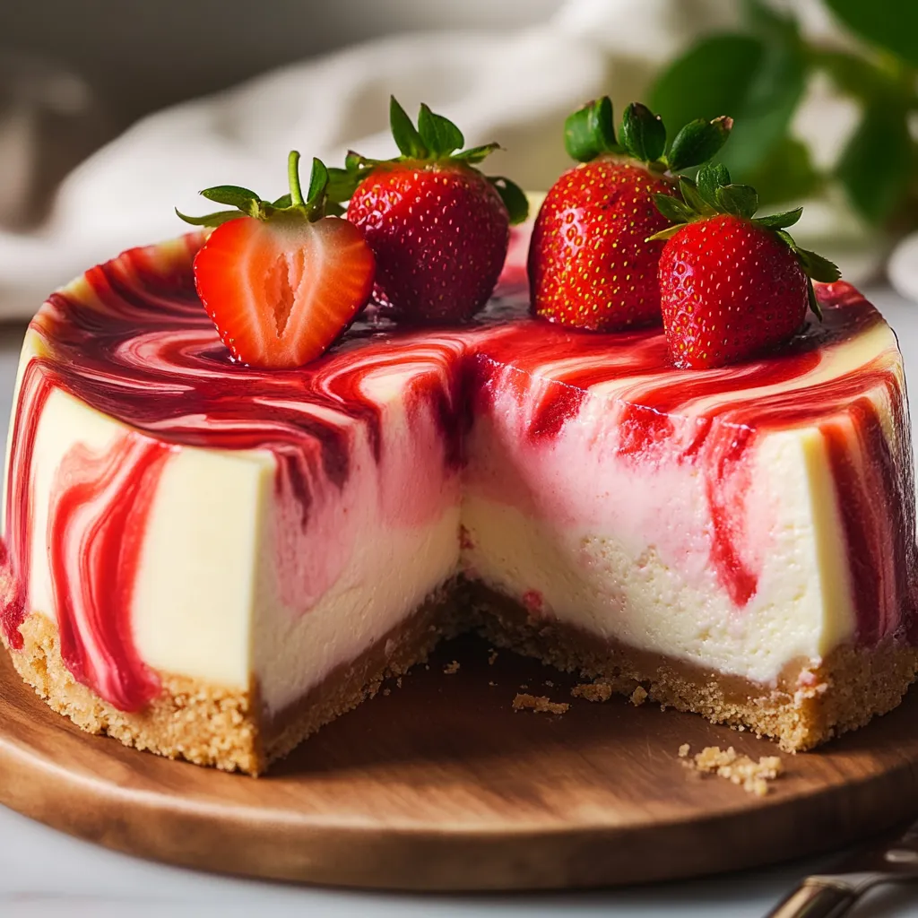 Erdbeer-Swirl-Käsekuchen
