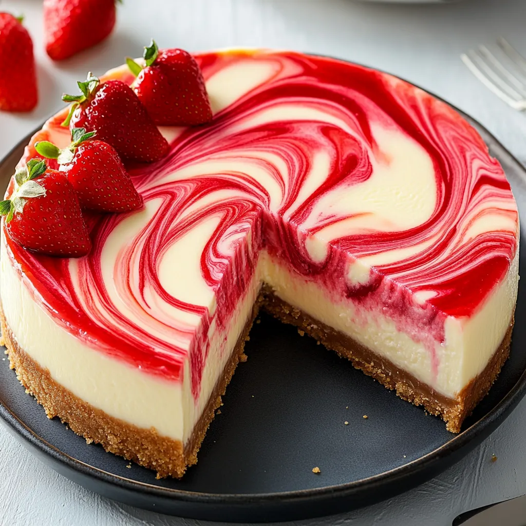Erdbeer-Swirl-Käsekuchen