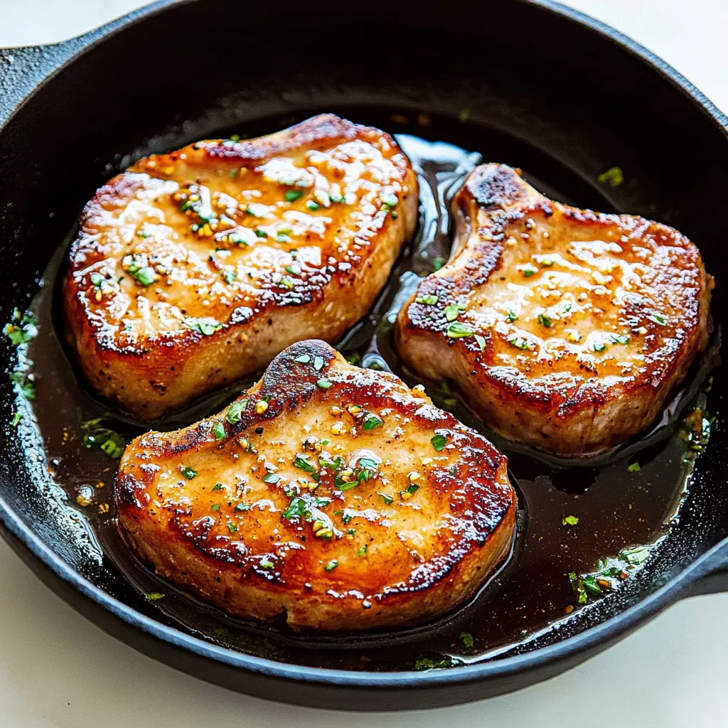 Schweinekoteletts ohne Knochen mit Honig-Knoblauch-Sauce