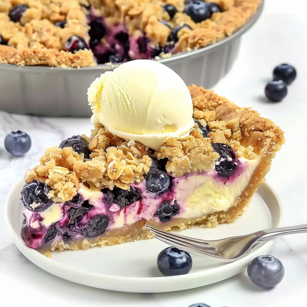 Heidelbeer-Crumble-Cheesecake-Pie – Sommerlicher Käsekuchen mit Streuseln