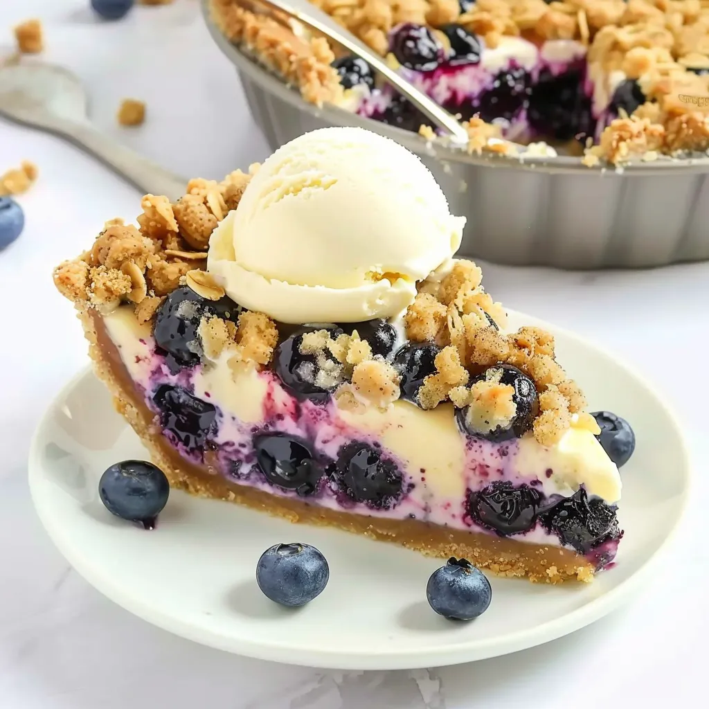 Heidelbeer-Crumble-Cheesecake-Pie – Sommerlicher Käsekuchen mit Streuseln