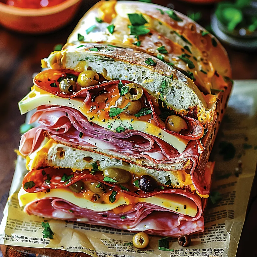 Klassischer italienischer Muffuletta-Sandwich