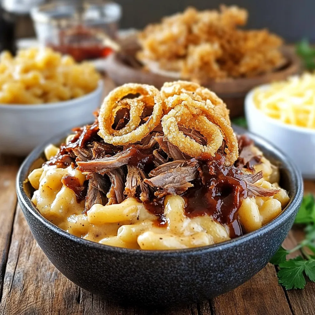 Rindfleisch-Mac and Cheese mit BBQ