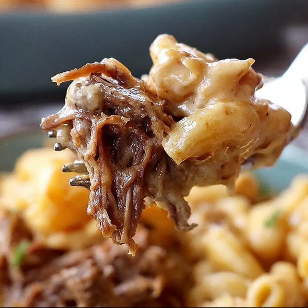 Rindfleisch-Mac and Cheese mit BBQ