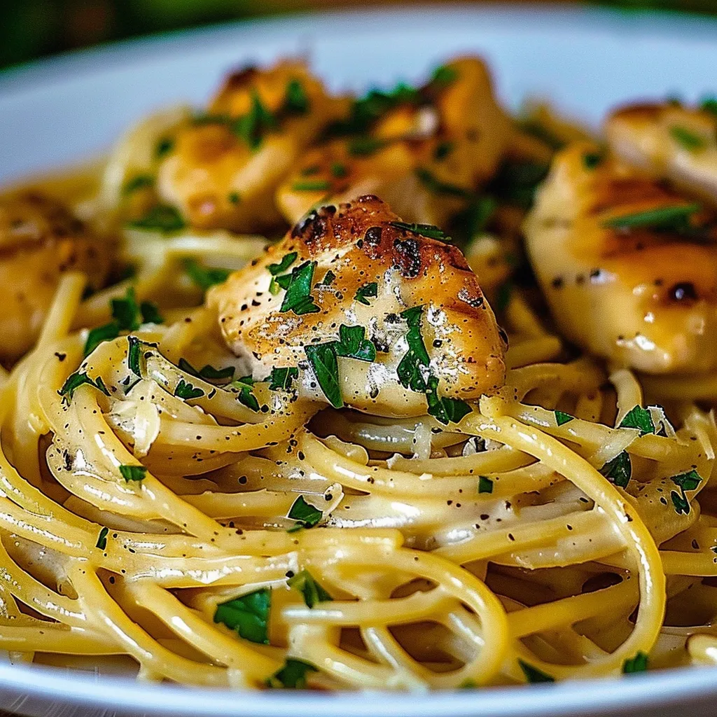 Cremige Hähnchen-Spaghetti mit Monterey Jack