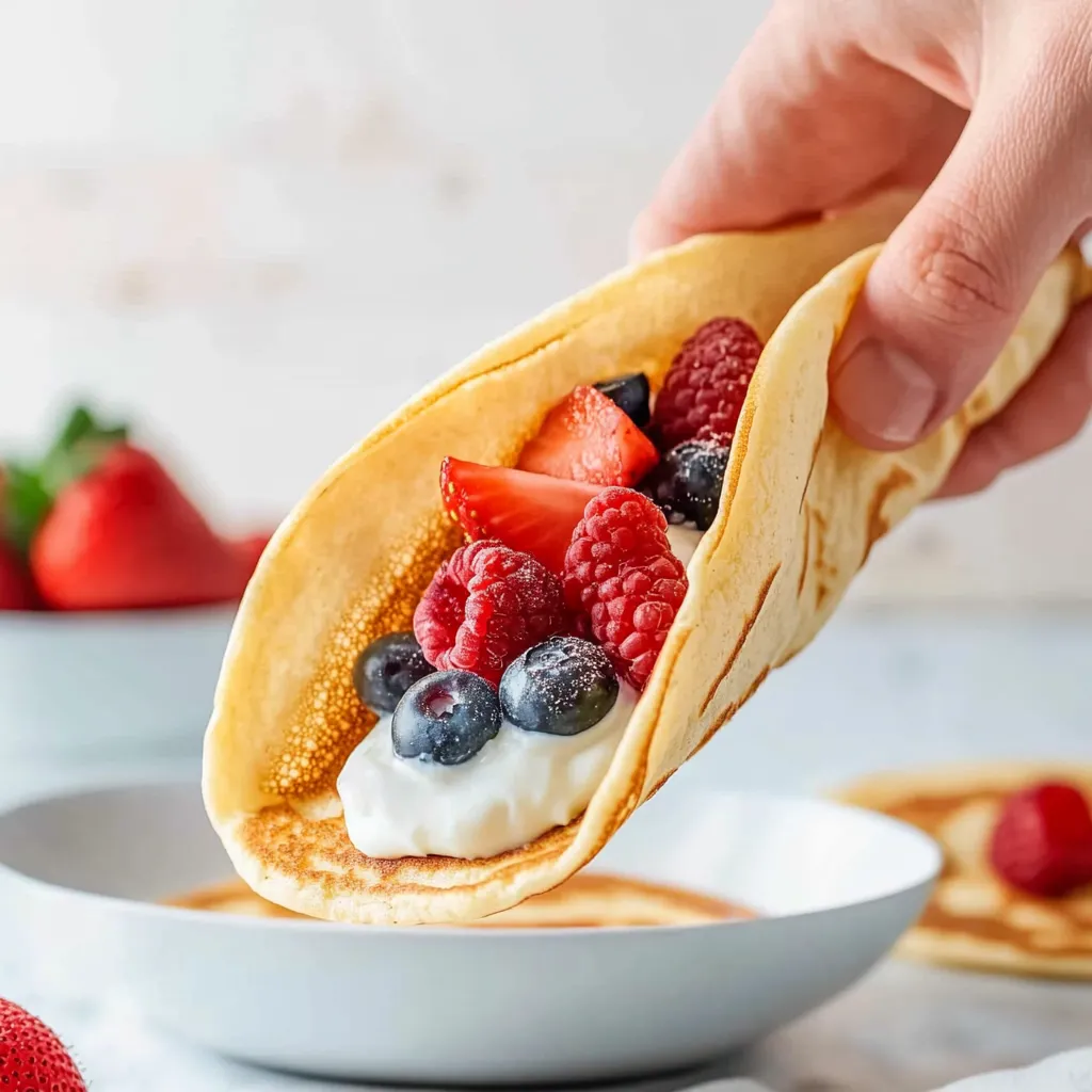 Pancake-Tacos mit Joghurt und Beeren