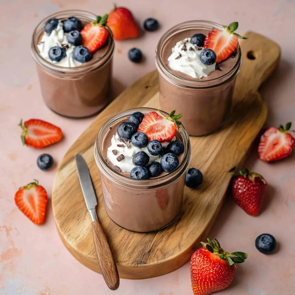 Protein-Pudding mit Schokolade und Beeren