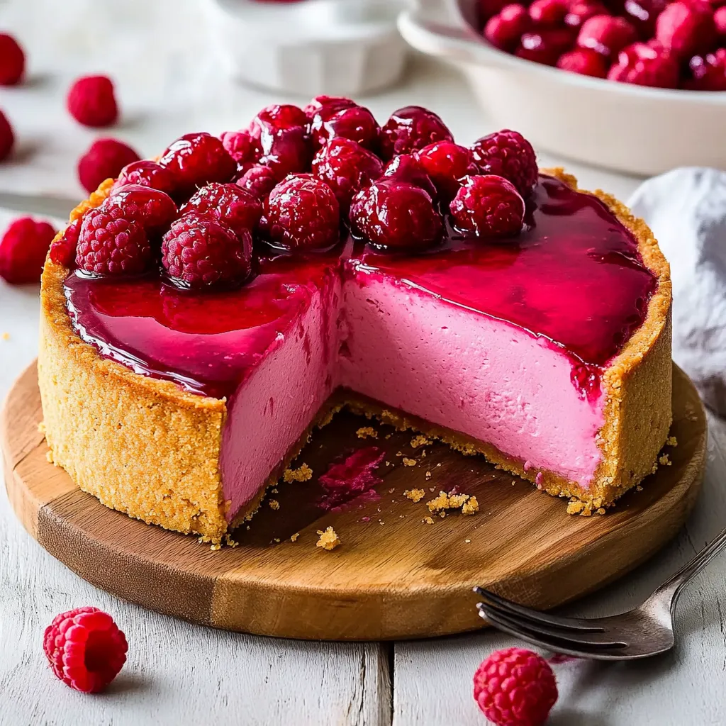 Einfacher Gebackener Himbeer-Käsekuchen