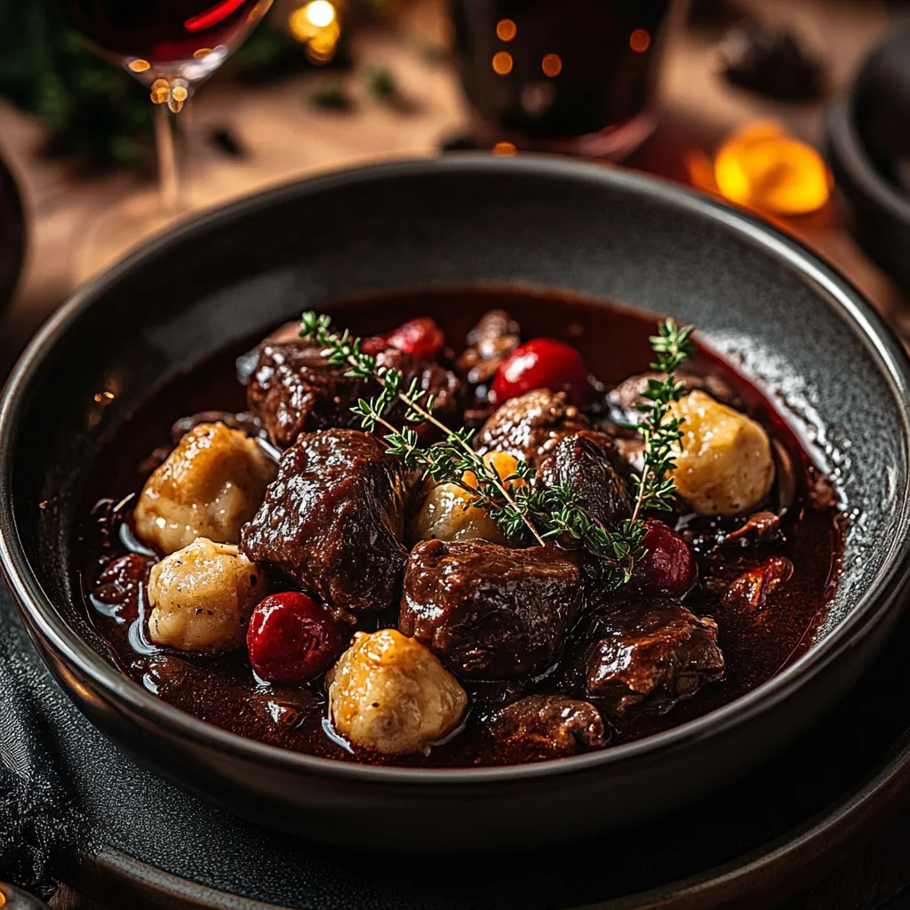 Französisches Boeuf Bourguignon – Rinderschmorgericht in Rotweinsoße