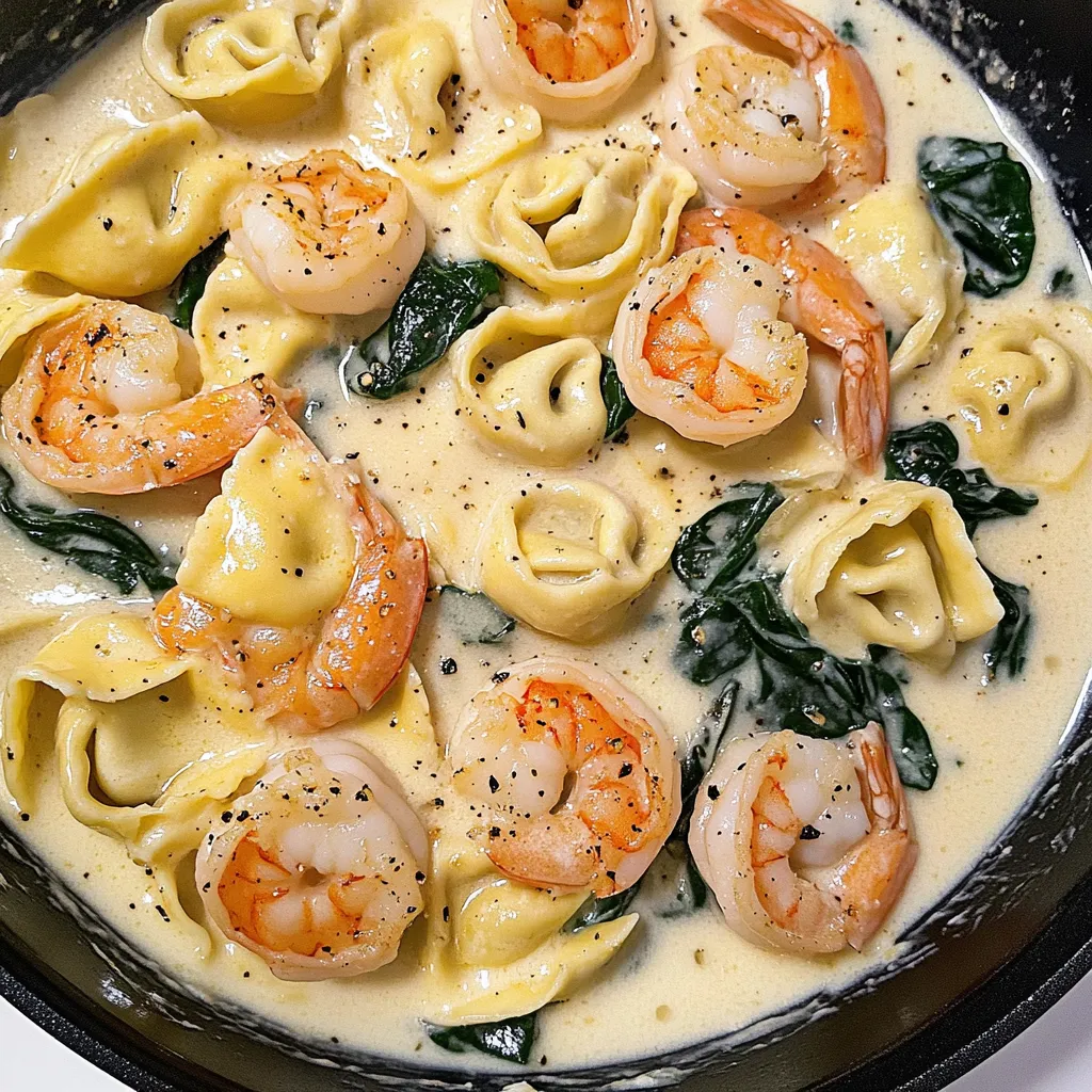 Garnelen-Tortellini in Knoblauch-Sahne-Sauce