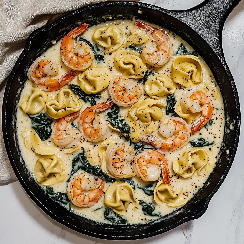 Garnelen-Tortellini in Knoblauch-Sahne-Sauce