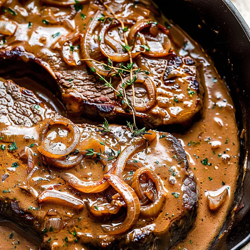 Rindersteak in Zwiebelsoße