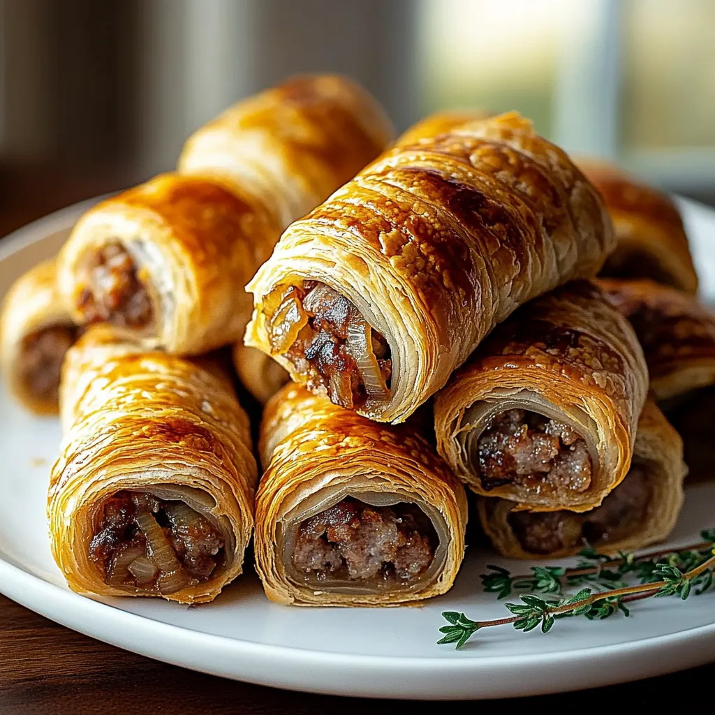 Herzhafte Französische Zwiebel-Sausage Rolls