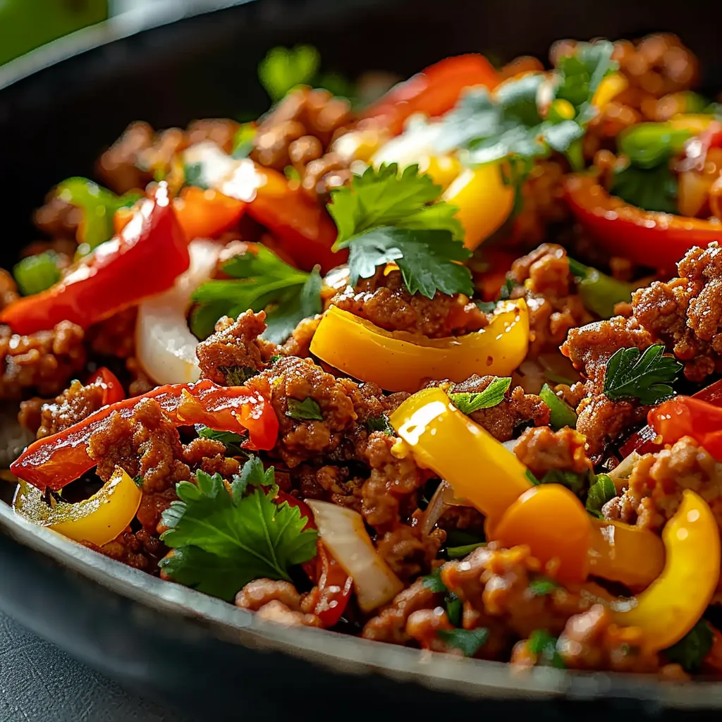 Gebackene Putenhackpfanne mit Paprika