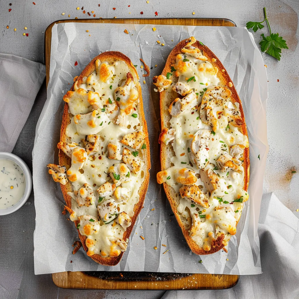 Chicken Alfredo Knoblauchbrot