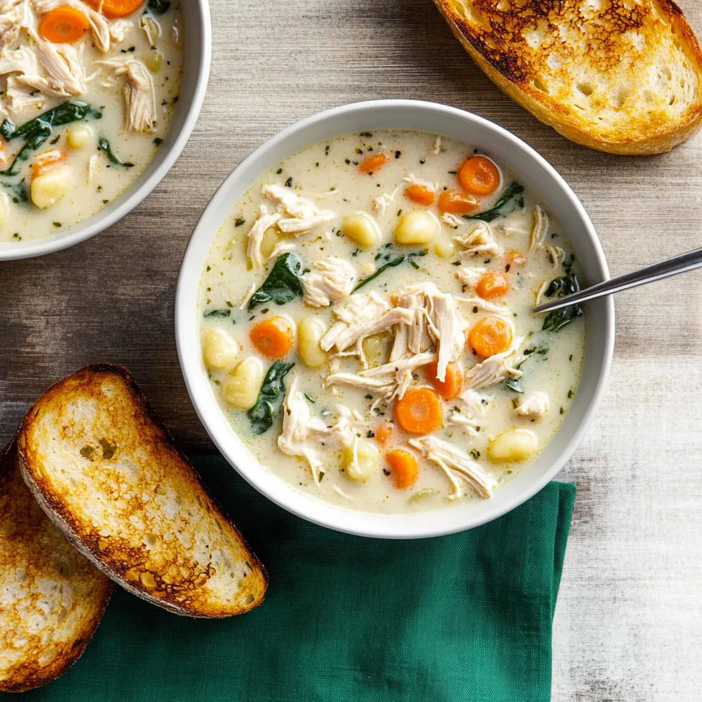 Cremige Hähnchen-Gnocchi-Suppe aus dem Slow Cooker