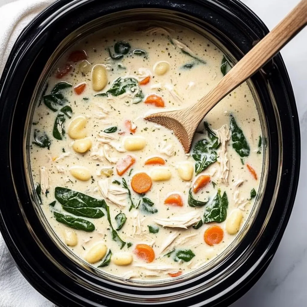 Cremige Hähnchen-Gnocchi-Suppe aus dem Slow Cooker