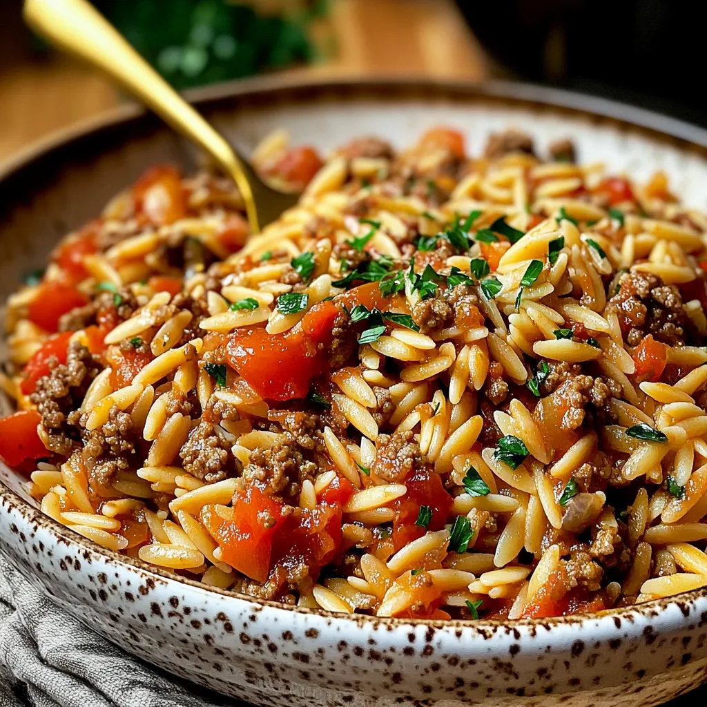 Herzhaftes Orzo mit Hackfleisch