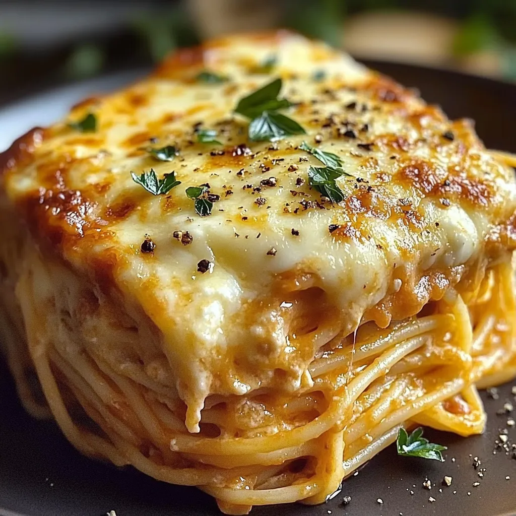 Überbackene Spaghetti-Auflauf mit Frischkäse