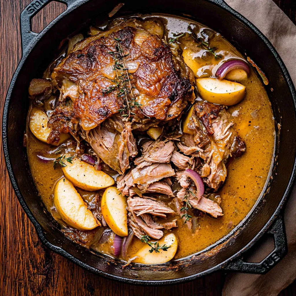 Geschmorter Schweineschulterbraten in Apfelwein