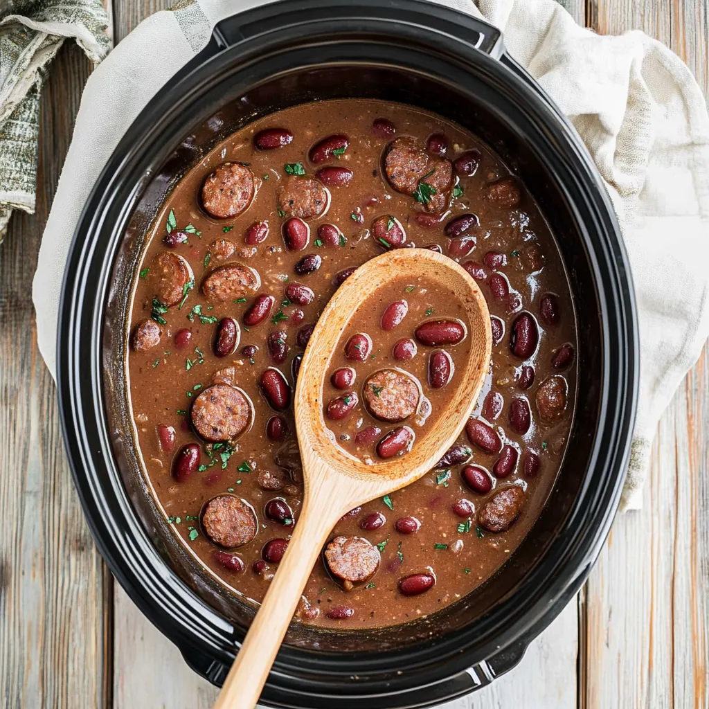 Langsam gegarte Cajun-Bohnen mit Reis