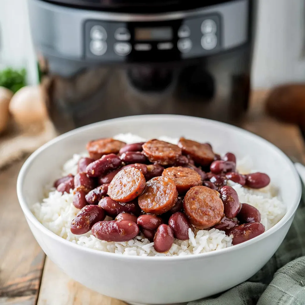 Langsam gegarte Cajun-Bohnen mit Reis