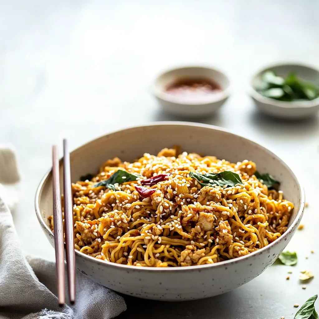 Süß-Chili-Nudeln mit Hackfleisch-Hähnchen