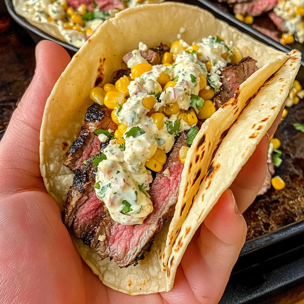 Gegrillte Steak-Elote-Tacos