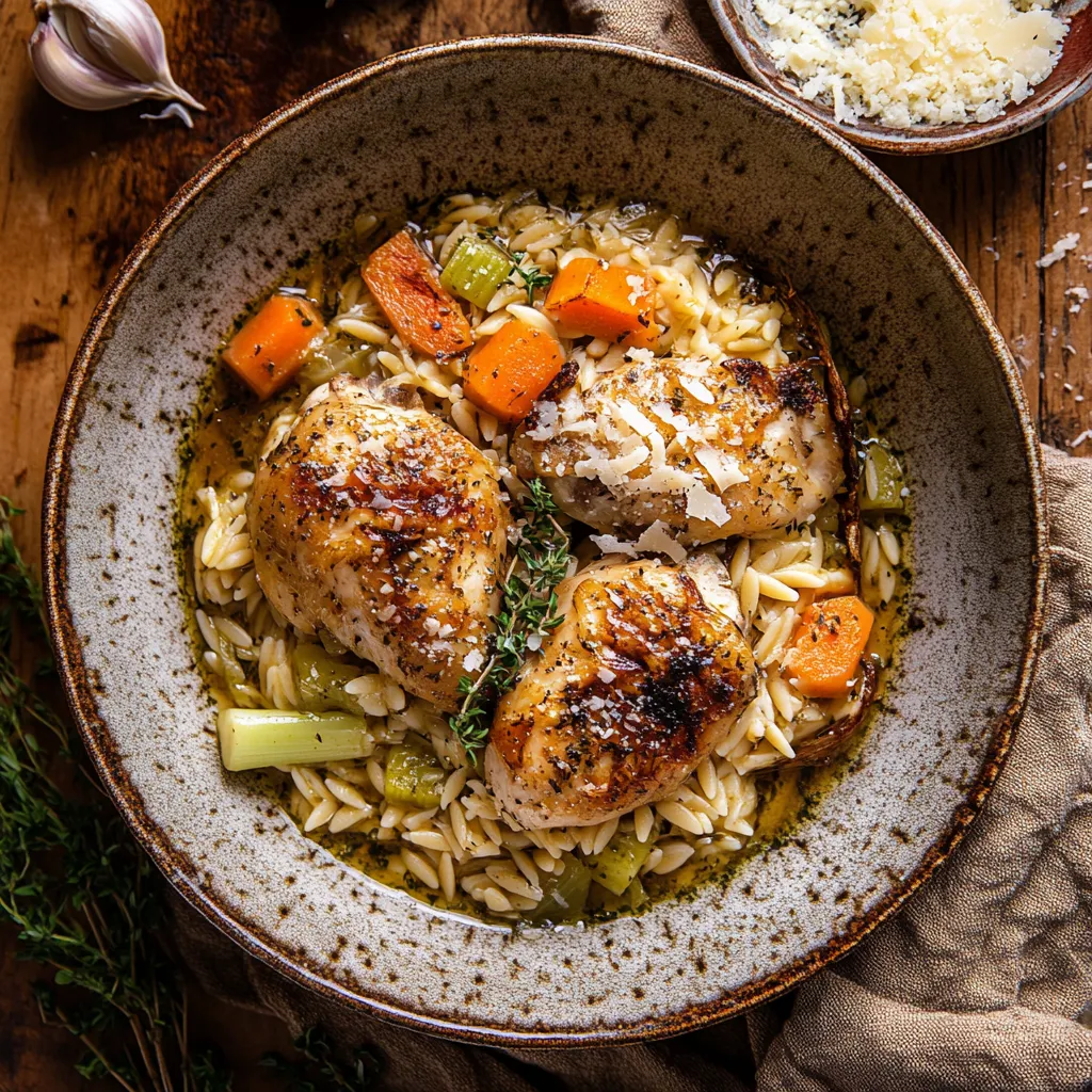 Geröstetes Kräuter-Butter-Hähnchen mit Orzo