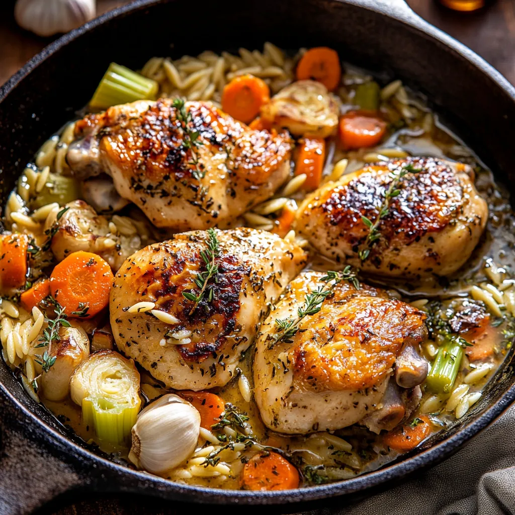 Ger&ouml;stetes Kr&auml;uter-Butter-H&auml;hnchen mit Orzo