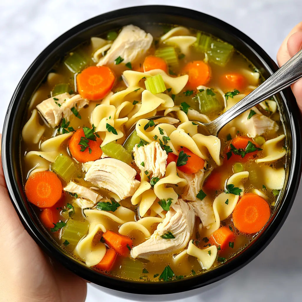 Langsame Kocher Hühner-Nudelsuppe
