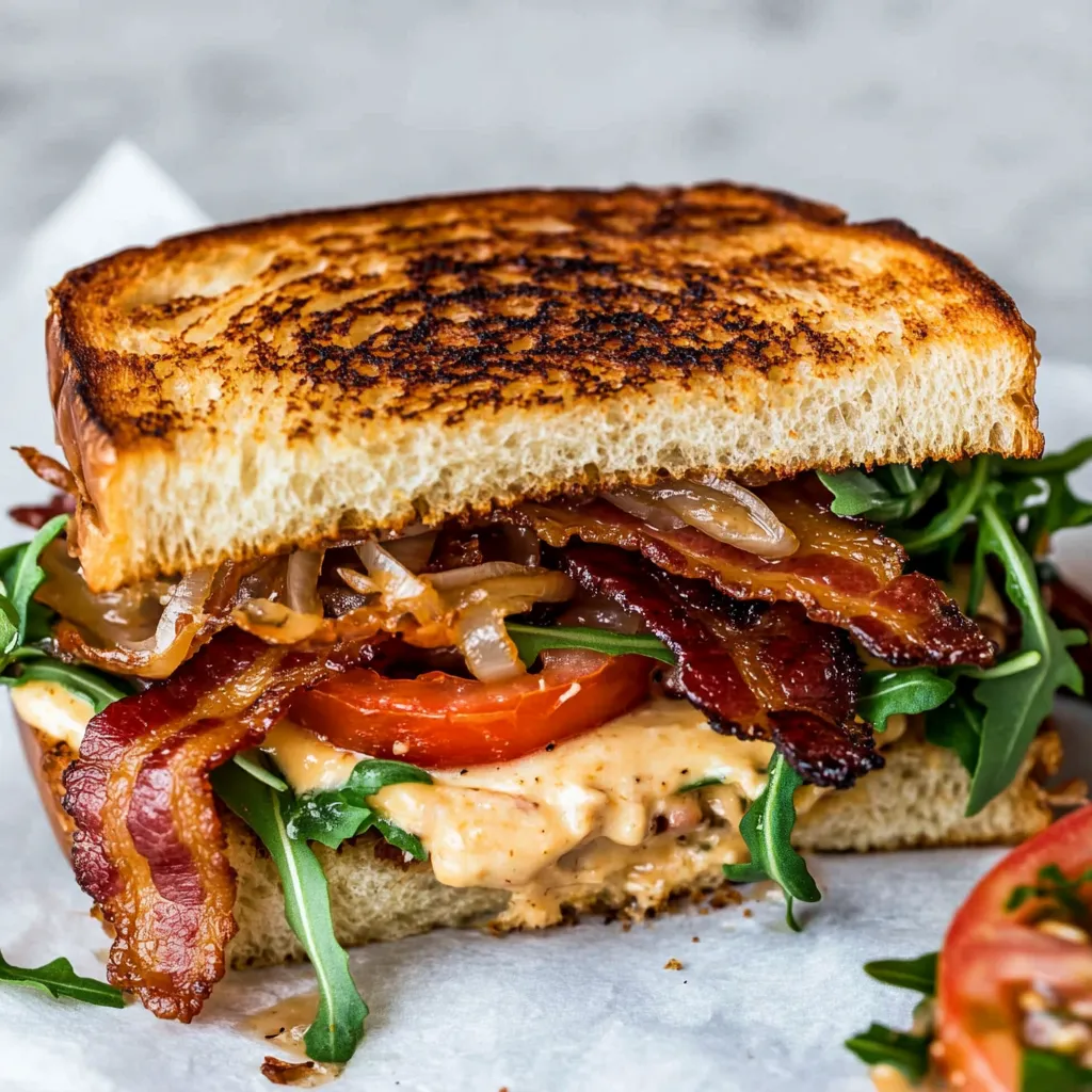 Bestes Bacon-Sandwich mit karamellisierten Zwiebeln