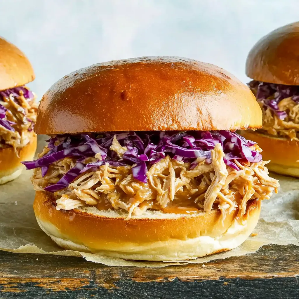 Pulled Chicken Sandwiches mit Honig-Senf aus dem Slow Cooker