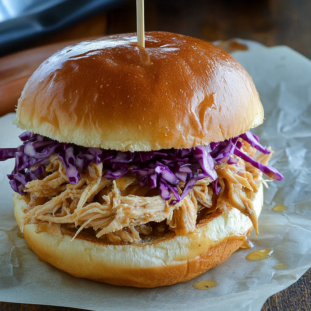 Pulled Chicken Sandwiches mit Honig-Senf aus dem Slow Cooker
