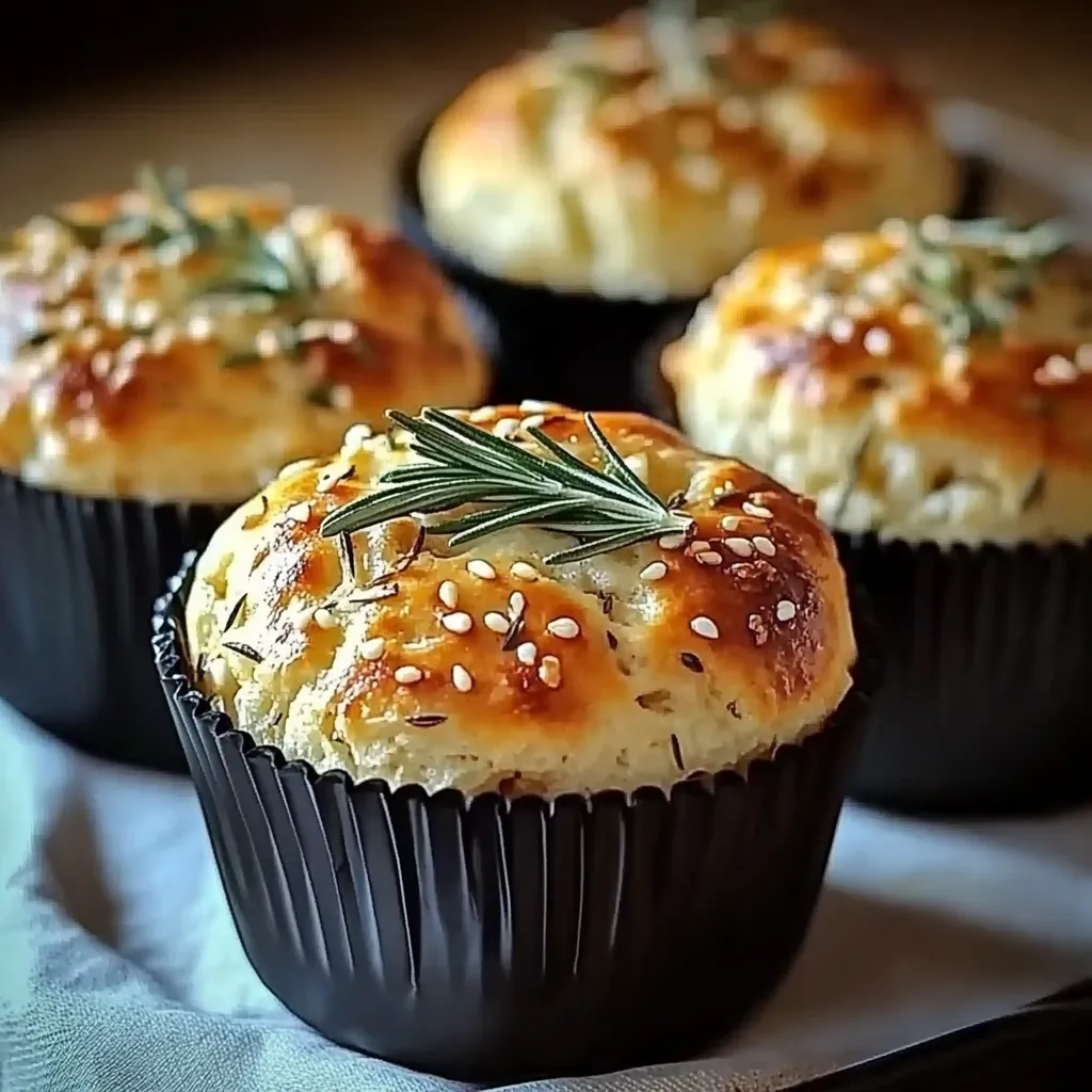 Einfache Knoblauch-Rosmarin-Focaccia-Muffins