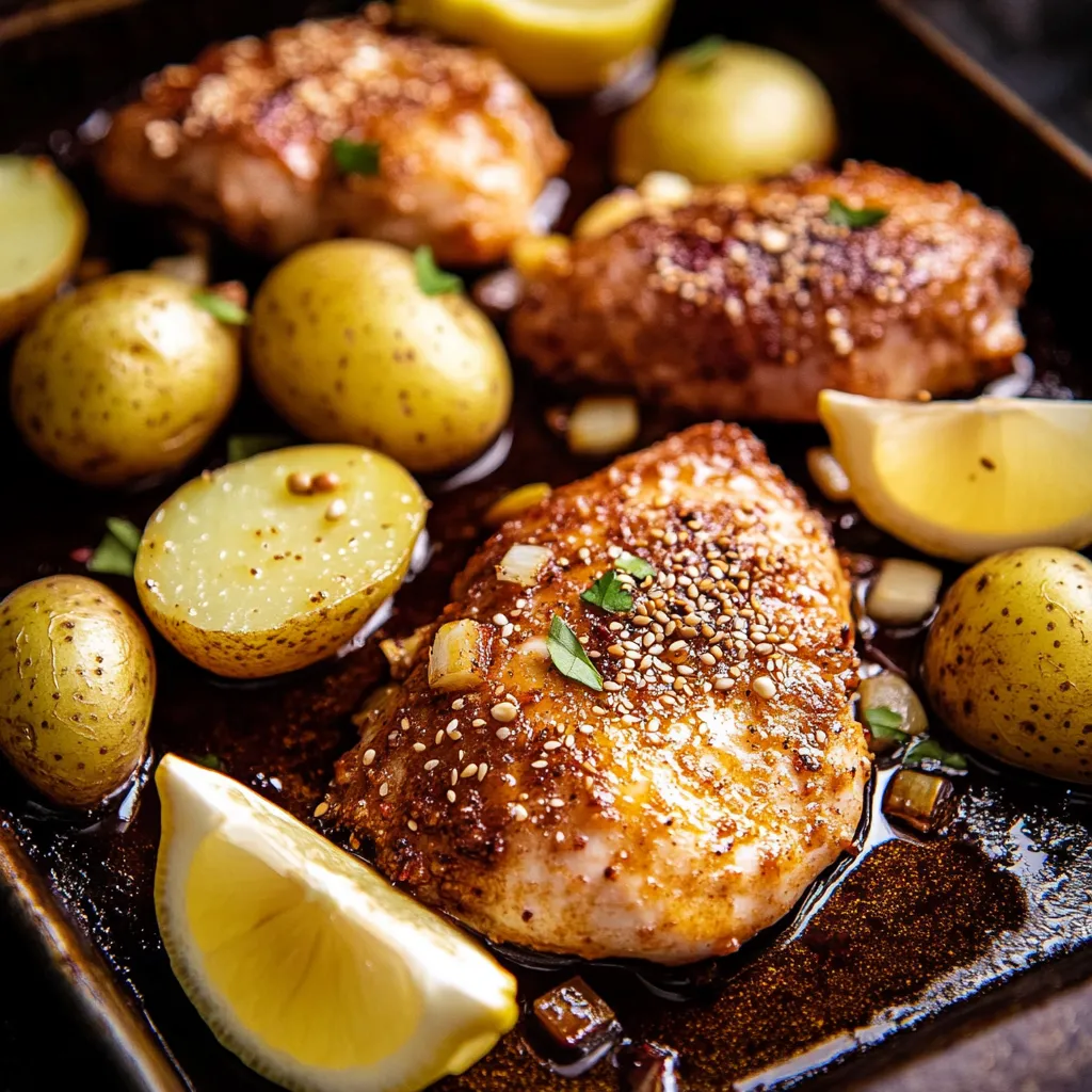 Zitronen-Balsamico-Hähnchen mit Kartoffeln