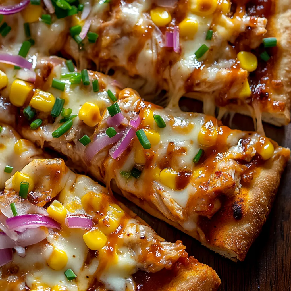 Gegrillte Sommer-BBQ-Hähnchenpizza mit Mais und Ranch-Dressing