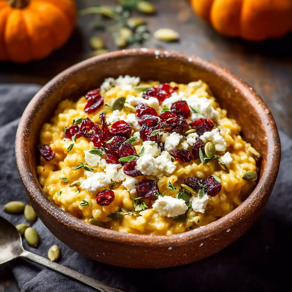 Überbackenes Kürbis-Risotto mit Ziegenkäse